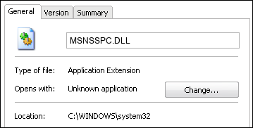 MSNSSPC.DLL properties