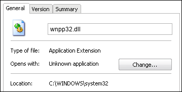 wnpp32.dll properties